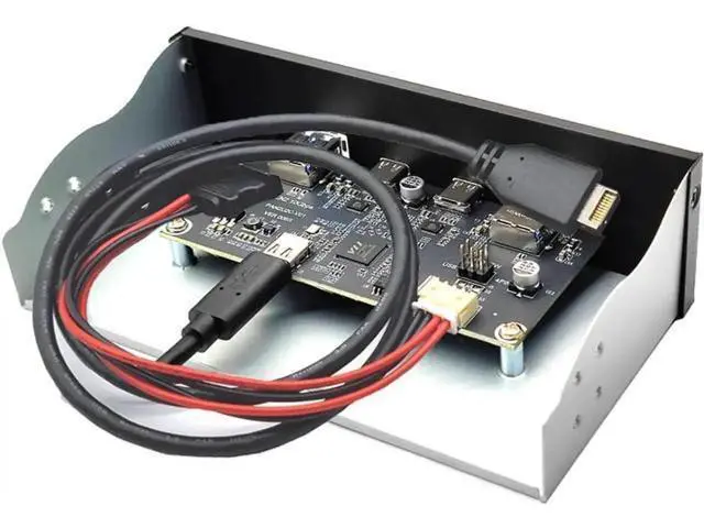 Alt view image 6 of 7 - 5.25 Inch Optical Drive Bay USB 3.2 Gen 2 Front Panel Hub, 2 USB-C + 2 USB-A 10Gbps PC Expansion Adapter, 2.6FT 20Pin Key-A Type-E Motherboard Header Splitter Cable Included