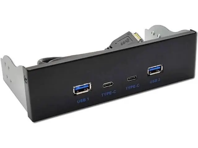 Alt view image 5 of 7 - 5.25 Inch Optical Drive Bay USB 3.2 Gen 2 Front Panel Hub, 2 USB-C + 2 USB-A 10Gbps PC Expansion Adapter, 2.6FT 20Pin Key-A Type-E Motherboard Header Splitter Cable Included