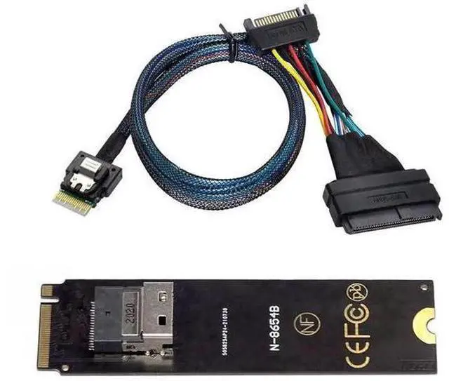 Main image of M.2 NGFF M-Key PCIe 4.0 Expansion Kit, M.2 to SFF-8654 Slimline SAS Adapter Card + SFF-8654 to SFF-8639 U.2 NVMe Interconnect Cable, Complete Motherboard 2.5" U.2 SSD Storage Extension Solution