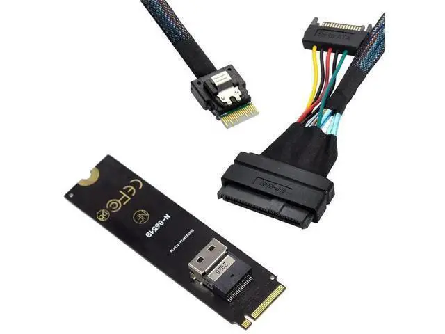 Alt view image 3 of 7 - M.2 NGFF M-Key PCIe 4.0 Expansion Kit, M.2 to SFF-8654 Slimline SAS Adapter Card + SFF-8654 to SFF-8639 U.2 NVMe Interconnect Cable, Complete Motherboard 2.5" U.2 SSD Storage Extension Solution