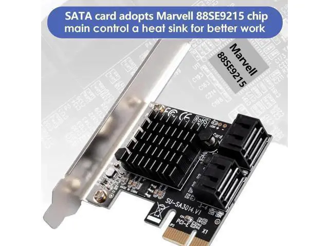 Alt view image 2 of 6 - 4-Port SATA 3.0 PCIe Expansion Card with Low Profile Bracket