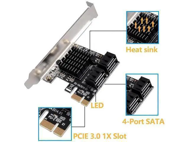 Alt view image 4 of 6 - 4-Port SATA 3.0 PCIe Expansion Card with Low Profile Bracket