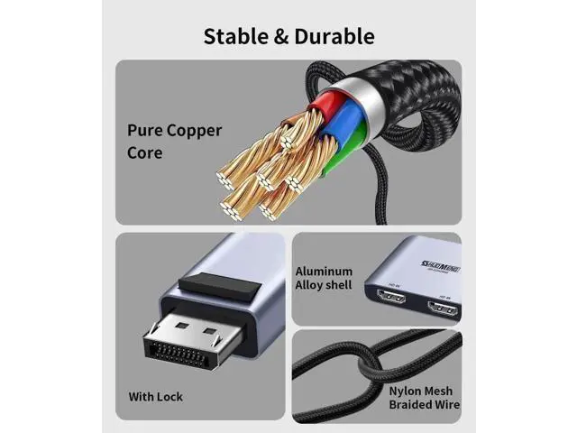 Alt view image 5 of 7 - MST DisplayPort to Dual HDMI Adapter with Lock, 1 In 2 Out DP Male to Dual HDMI Female Converter Supports 4K@60Hz for PC Laptop NVIDIA AMD Graphics Card Dual Monitors