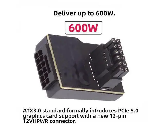 Alt view image 6 of 7 - 12VHPWR ATX3.0 PCIe5.0 Modular Power Extension Adapter, 90 Degree Down Angled Male to Female 16Pin(12+4Pin) GPU Connector, Compatible with RTX 3080/3090 Ti PSU Graphics Card