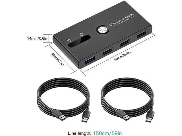 Alt view image 3 of 7 - 4 Port USB 3.0 Switch Selector Box, High Speed USB Peripheral Sharing Hub for Mouse, Keyboard, U-Drive