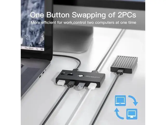 Alt view image 6 of 7 - 4 Port USB 3.0 Switch Selector Box, High Speed USB Peripheral Sharing Hub for Mouse, Keyboard, U-Drive
