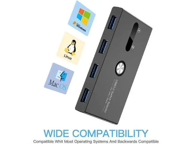Alt view image 7 of 7 - 4 Port USB 3.0 Switch Selector Box, High Speed USB Peripheral Sharing Hub for Mouse, Keyboard, U-Drive