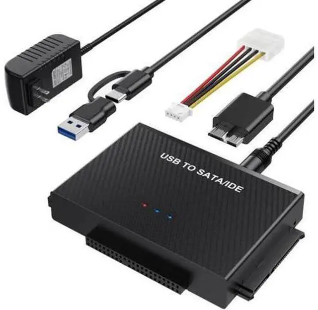 Main image of USB 3.0 Type-C to SATA IDE Hard Drive Reader Adapter Kit, Universal 2.5/3.5 Inch HDD SSD External Converter with 12V/2A Power Supply for Hard Disk Data Recovery