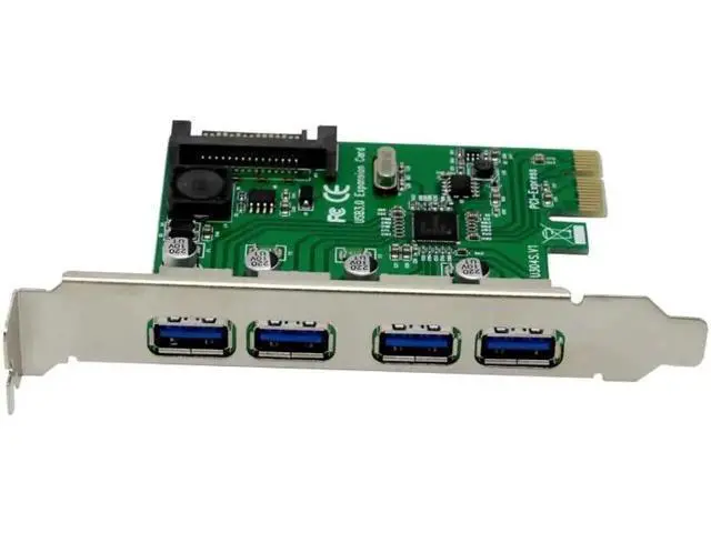 Alt view image 3 of 6 - 4-Port USB 3.0 PCIe Expansion Card, PCI Express to USB3.0 Adapter Converter, Compatible with PCIe x1/x4/x8/x16 Slots for Desktop PC