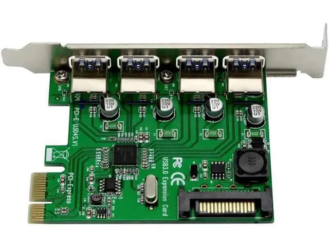 Alt view image 6 of 6 - 4-Port USB 3.0 PCIe Expansion Card, PCI Express to USB3.0 Adapter Converter, Compatible with PCIe x1/x4/x8/x16 Slots for Desktop PC