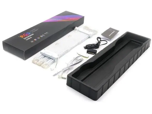 Alt view image 4 of 7 - Full White ARGB Strimer PSU Extension Cable Kit, 3×PCIe 8(6+2)Pin GPU Power Cord, 5V 3Pin Addressable RGB Sync, Transparent Mesh Connectors for White Themed PC Case
