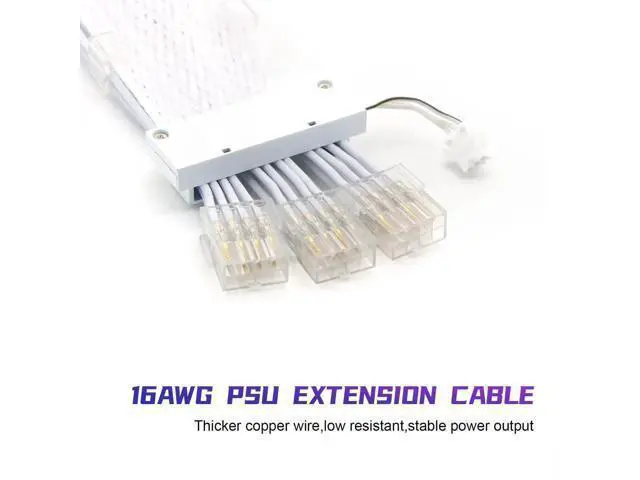 Alt view image 7 of 7 - Full White ARGB Strimer PSU Extension Cable Kit, 3×PCIe 8(6+2)Pin GPU Power Cord, 5V 3Pin Addressable RGB Sync, Transparent Mesh Connectors for White Themed PC Case