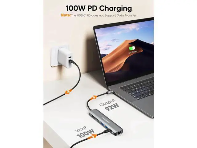 Alt view image 6 of 7 - CableCreation 7-in-1 USB-C Multiport Hub, 4K@60Hz HDMI, 1Gbps Gigabit Ethernet, Dual USB 3.0, 100W PD Charging, SD TF Card Reader, Compatible with Steam Deck, MacBook Pro/Air, iPad Pro, USB-C Laptops