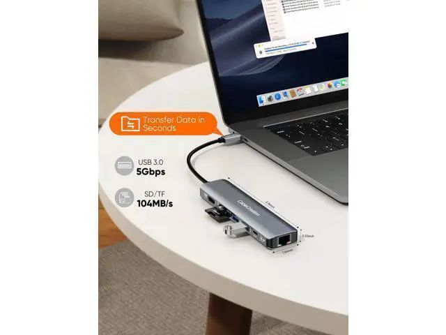 Alt view image 7 of 7 - CableCreation 7-in-1 USB-C Multiport Hub, 4K@60Hz HDMI, 1Gbps Gigabit Ethernet, Dual USB 3.0, 100W PD Charging, SD TF Card Reader, Compatible with Steam Deck, MacBook Pro/Air, iPad Pro, USB-C Laptops