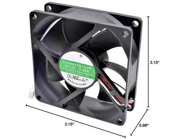 Alt view image 3 of 5 - DA08025B12UR 80x80x25mm DC12V 0.50A Double Ball High Airflow Cooling Fan for Chassis Server Inverter
