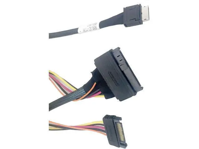 Alt view image 5 of 6 - SFF-8087 Mini SAS 38Pin to 4 SATA SSD Breakout Cable with Power, 100CM SATA III Hard Drive Data & Power Combo Cable