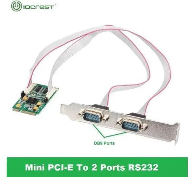 Main image of Half-Size Mini PCIe to 2-Port RS232 DB9 Serial Card, Industrial COM Controller with EXAR XR17V352 Chip