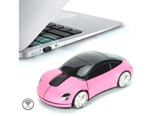 Alt view image 2 of 7 - Pink 2.4GHz Wireless Gaming Mouse, Cool 3D Sports Car Shaped Wireless Mouse with USB Receiver for PC Laptop Computer