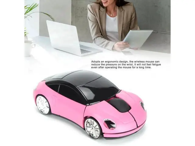 Alt view image 3 of 7 - Pink 2.4GHz Wireless Gaming Mouse, Cool 3D Sports Car Shaped Wireless Mouse with USB Receiver for PC Laptop Computer