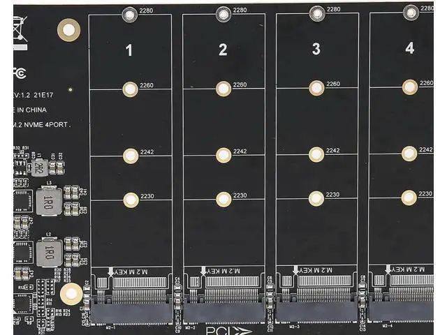 Alt view image 3 of 7 - PH44 4-Port M.2 NVMe M Key to PCIe X16 Expansion Adapter Card, Quad NVMe SSD PCIe Storage Converter for Desktop PC