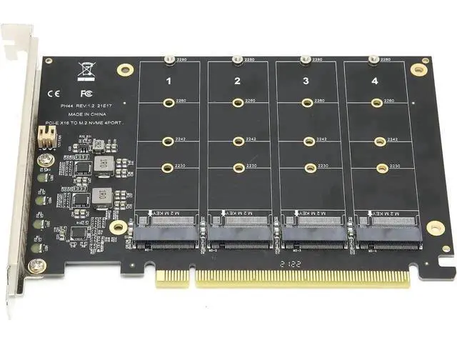 Alt view image 4 of 7 - PH44 4-Port M.2 NVMe M Key to PCIe X16 Expansion Adapter Card, Quad NVMe SSD PCIe Storage Converter for Desktop PC