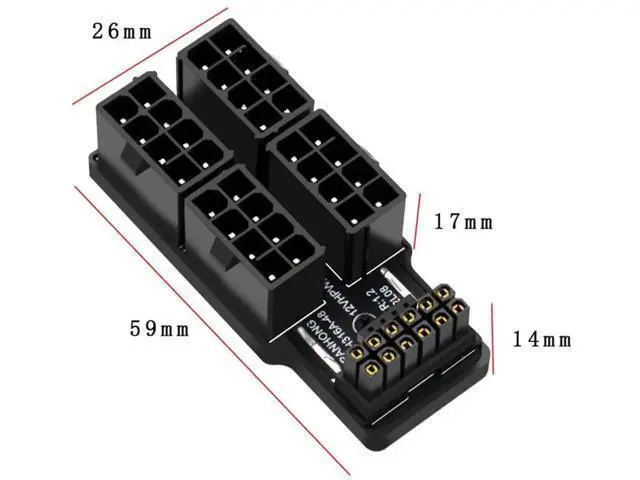 Alt view image 3 of 7 - ATX 3.0 PCIe 5.0 90° Down Angled 12VHPWR Power Adapter, 16Pin (12+4) to Four 8Pin PCIe Modular PSU Connector, Compatible with RTX 4080/4090/5090Ti Graphics Cards