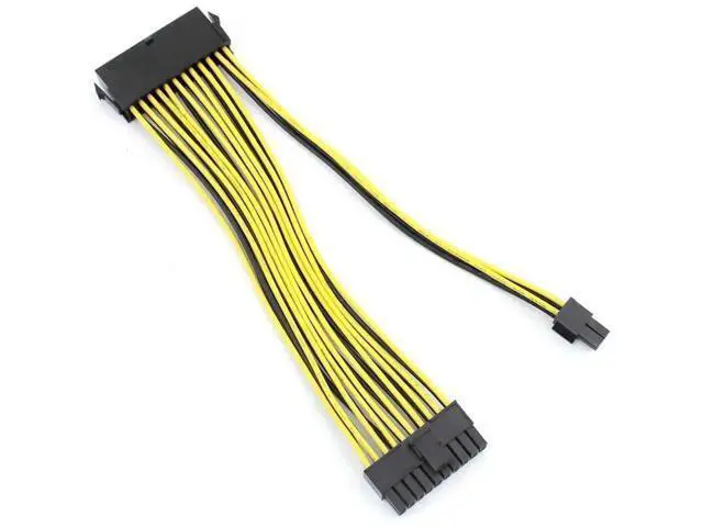 Alt view image 2 of 6 - 2-Pack ATX 20+4 Pin 24Pin Splitter Extension Cables, 18AWG 20CM Motherboard PSU Adapter Cords for BTC Mining Rig