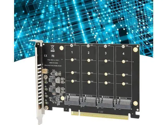 Alt view image 5 of 7 - PH44 4-Port M.2 NVMe M Key to PCIe X16 Expansion Adapter Card, Quad NVMe SSD PCIe Storage Converter for Desktop PC