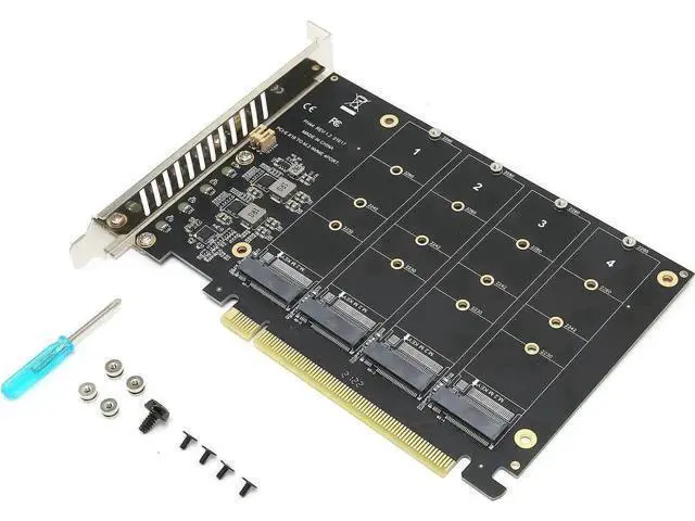 Alt view image 7 of 7 - PH44 4-Port M.2 NVMe M Key to PCIe X16 Expansion Adapter Card, Quad NVMe SSD PCIe Storage Converter for Desktop PC