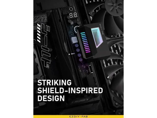 Alt view image 5 of 7 - Black Shield ATX 24-Pin 180° Angle Adapter with Infinity Mirror ARGB Lighting, Female to Male Motherboard Power Connector, 5V 3Pin Addressable ARGB Sync, 1 Pack