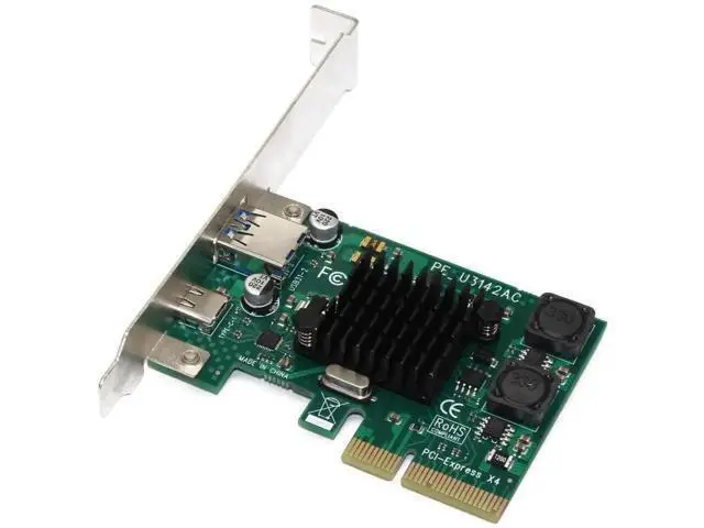 Alt view image 7 of 7 - PCIe to USB 3.1 Gen 2 10Gbps Dual Port Expansion Card, PCIe X4 USB 3.1 Gen 2 Type-A + Type-C Controller Adapter for Desktop PC Motherboard