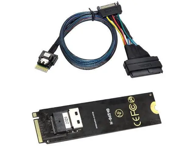 Alt view image 2 of 7 - M.2 NGFF M-Key PCIe 4.0 Expansion Kit, M.2 to SFF-8654 Slimline SAS Adapter Card + SFF-8654 to SFF-8639 U.2 NVMe Interconnect Cable, Complete Motherboard 2.5" U.2 SSD Storage Extension Solution