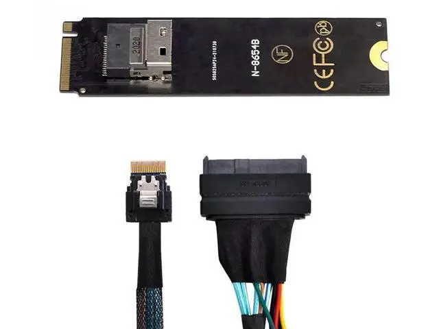 Alt view image 6 of 7 - M.2 NGFF M-Key PCIe 4.0 Expansion Kit, M.2 to SFF-8654 Slimline SAS Adapter Card + SFF-8654 to SFF-8639 U.2 NVMe Interconnect Cable, Complete Motherboard 2.5" U.2 SSD Storage Extension Solution