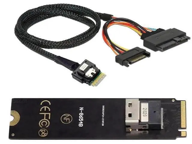 Alt view image 7 of 7 - M.2 NGFF M-Key PCIe 4.0 Expansion Kit, M.2 to SFF-8654 Slimline SAS Adapter Card + SFF-8654 to SFF-8639 U.2 NVMe Interconnect Cable, Complete Motherboard 2.5" U.2 SSD Storage Extension Solution