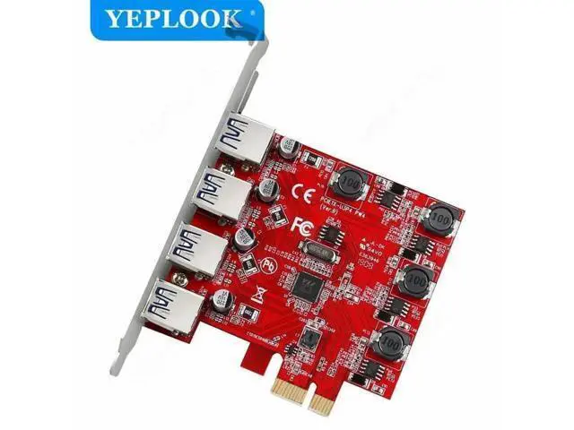 Alt view image 4 of 5 - PCIe x1 USB 3.0 Expansion Card, 4-Port 5Gbps High Speed Hub Adapter with VL805 Chipset, Red PCB for Desktop PC