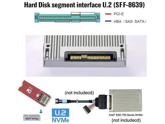 Alt view image 7 of 7 - PCIe 5.0 M.2 M-Key to MCIO Mini Cool Edge IO Female Adapter, Supports 2230/2280 NVMe SSD