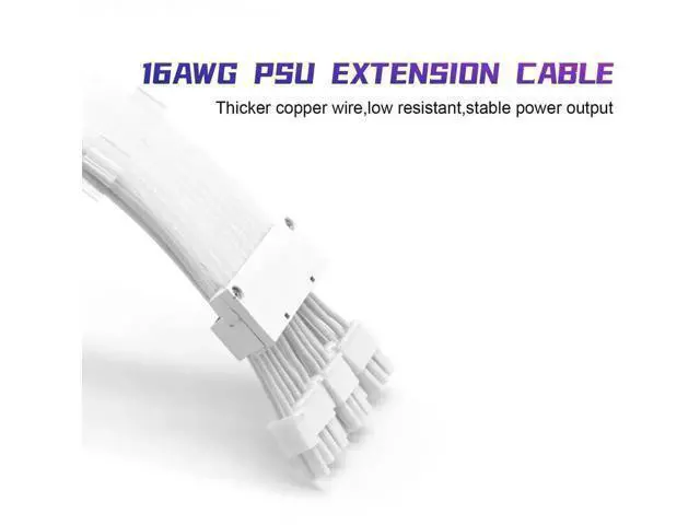 Alt view image 6 of 7 - Full White ARGB GPU Extension Cable Kit, 3×8(6+2)Pin Strimer Style PSU Cord, 5V 3Pin Addressable Sync with White Connectors for White Themed PC Builds