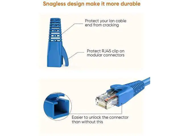Alt view image 3 of 6 - 100 Pack Blue RJ45 Cable Strain Relief Boots for CAT5/CAT5E/CAT6/CAT6A