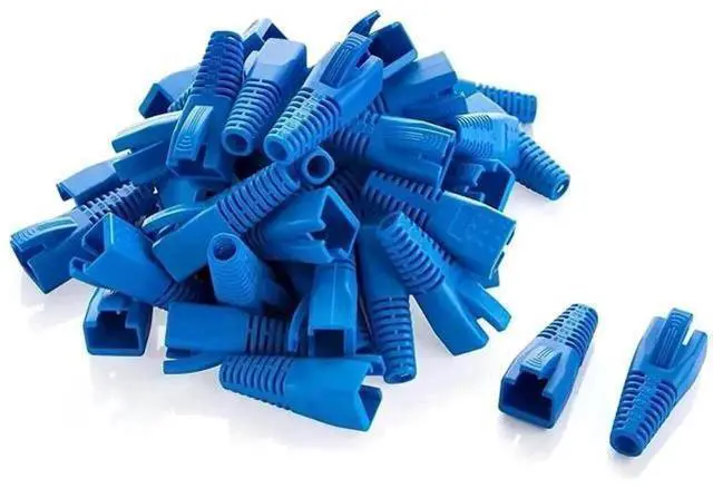 Main image of 100 Pack Blue RJ45 Cable Strain Relief Boots for CAT5/CAT5E/CAT6/CAT6A