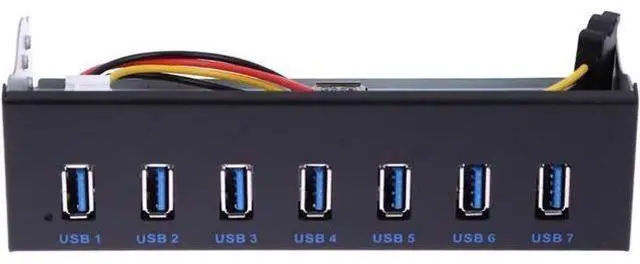 Alt view image 3 of 3 - 5.25 Inch Optical Drive Bay 7-Port USB 3.0 Front Panel Hub, 7 USB 3.0 Type-A Splitter Adapter with 20Pin Motherboard Header Cable & Metal Mount Bracket for Desktop PC Chassis