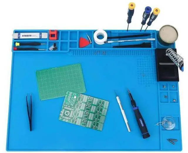Main image of Large Magnetic Silicone Soldering Mat, 21.7"×15.8", Heat Resistant up to 932°F for Electronics & PC Repair