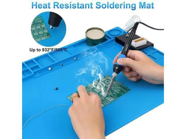 Alt view image 4 of 7 - Large Magnetic Silicone Soldering Mat, 21.7"×15.8", Heat Resistant up to 932°F for Electronics & PC Repair