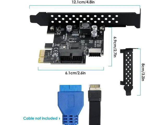 Alt view image 4 of 7 - PCIe 1X USB 3.2 Gen1 Expansion Card, 5Gbps, Type-E 20Pin + USB3.0 19Pin Internal Front Header