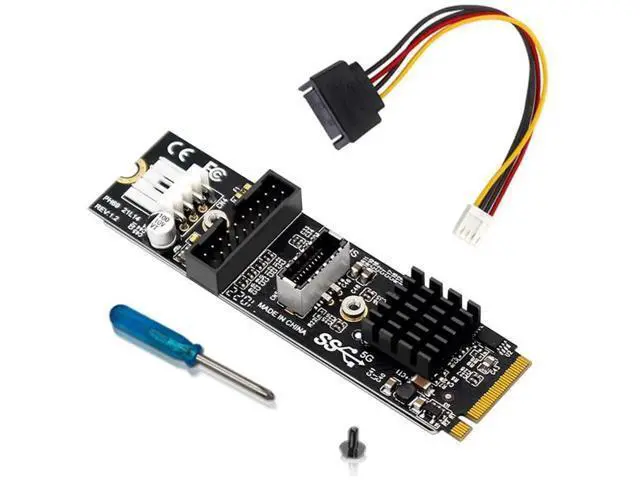 Alt view image 2 of 7 - USB 3.1 Type-E Front Panel Socket + USB 2.0 to NVME NGFF M-Key Adapter Card with VL805 Chip, 5Gbps for Motherboard