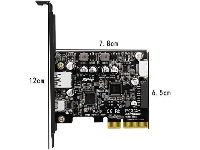 Alt view image 5 of 7 - PCIE to USB 3.2 Gen 2 Expansion Card 10Gbps, PCIe Express Controller Card with USB-A, USB-C, Internal Type-E & 19/20Pin Header for PC Front Panel