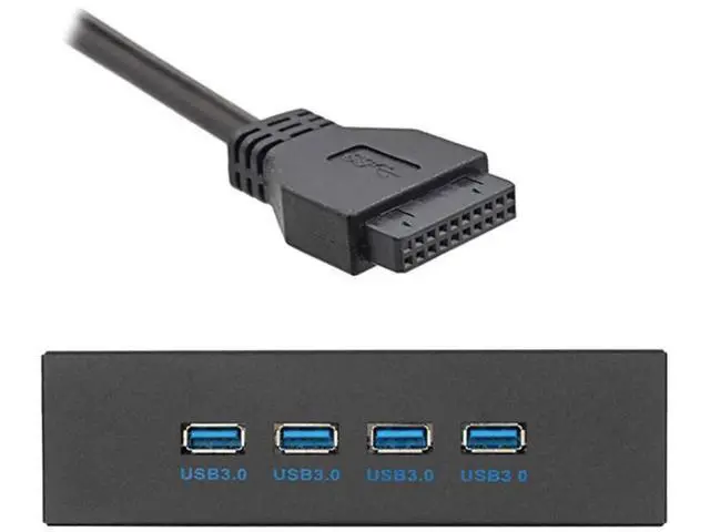 Alt view image 3 of 4 - 5.25" CD-ROM Bay 4-Port USB 3.0 Front Panel Hub, 20Pin Motherboard Header Adapter with SATA Power Cable