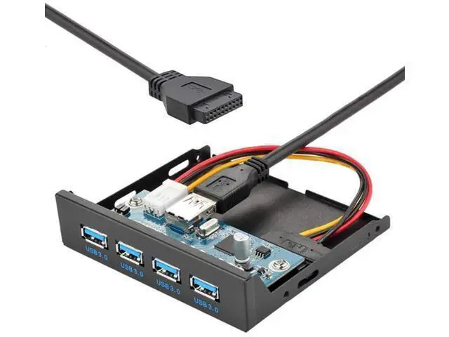Alt view image 2 of 6 - 3.5" Floppy Bay 4-Port USB 3.0 Front Panel Hub, 20Pin Motherboard Header Cable