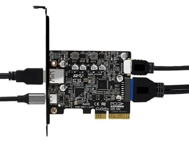 Alt view image 7 of 7 - PCIE to USB 3.2 Gen 2 Expansion Card 10Gbps, PCIe Express Controller Card with USB-A, USB-C, Internal Type-E & 19/20Pin Header for PC Front Panel