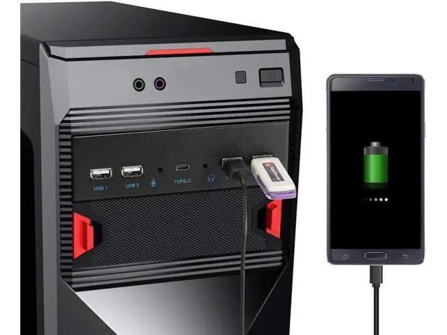 Alt view image 4 of 6 - 5.25 Inch PC Front Panel Multiport Hub, USB3.2 Gen2 10Gbps USB-C, 2×USB3.0, 2×USB2.0, 3.5mm HD Audio & Mic Jack, 7-Port Built-in Chassis Expansion Adapter with Motherboard Header Cable
