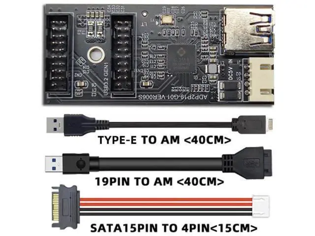Alt view image 2 of 7 - USB 3.1 Type-E 1 to 2 USB 3.0 19/20Pin Hub Adapter, PCBA Port Multiplier with SATA Power Cable